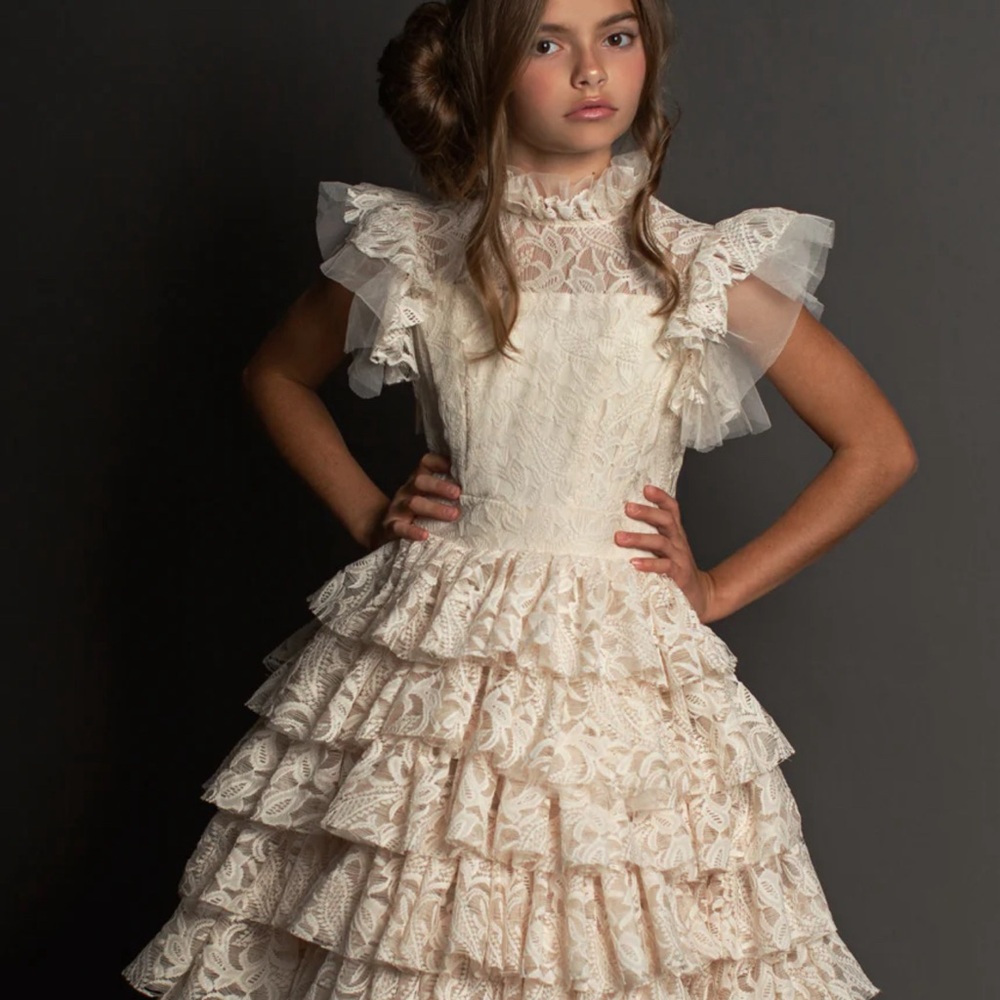 Girls PETTICOAT DRESSy IN VINTAGE IVORY Size 14